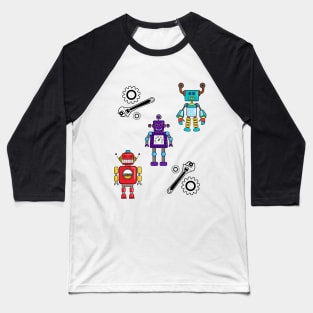 Robots Wrench Cogs Baseball T-Shirt